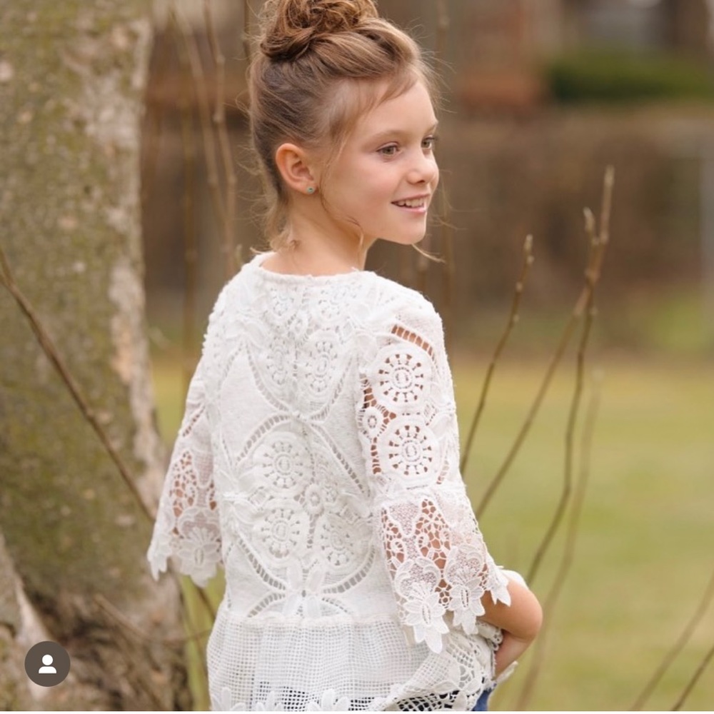 Crochet Lace Western Country girls blouse top tunic